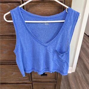 Aerie Blue V-Neck Crop Tank